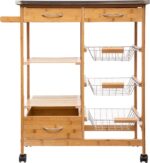Τρόλεϊ-ραφιέρα 7όροφη Esla pakoworld bamboo φυσικό-λευκό 73,5x37x86εκ - Image 2