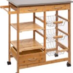 Τρόλεϊ-ραφιέρα 7όροφη Esla pakoworld bamboo φυσικό-λευκό 73,5x37x86εκ