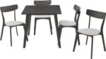 Tραπεζαρία Benson - Toto pakoworld σετ 5τμχ rustic grey - ύφασμα grey 80x80x75εκ - Image 2