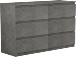 Συρταριέρα Cindy pakoworld 6 συρταριών γκρι μαρμάρου 120x40x75εκ