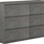 Συρταριέρα Cindy pakoworld 6 συρταριών γκρι μαρμάρου 120x40x75εκ
