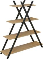 Βιβλιοθήκη Tree pakoworld μαύρο-φυσικό 120x33x135εκ - Image 2