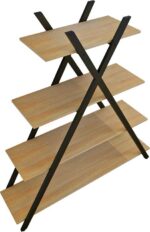 Βιβλιοθήκη Tree pakoworld μαύρο-φυσικό 120x33x135εκ - Image 4