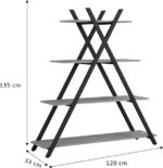 Βιβλιοθήκη Tree pakoworld μαύρο-φυσικό 120x33x135εκ - Image 5