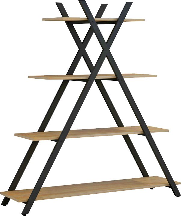 230-000025 Βιβλιοθήκη Tree pakoworld μαύρο-φυσικό 120x33x135εκ - Image 1