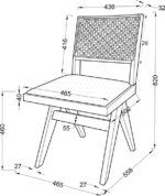 Καρέκλα Winslow pakoworld ξύλο rubberwood ανοικτό καρυδί-pvc rattan φυσικό-ύφασμα γκρι - Image 2
