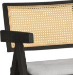 Πολυθρόνα Winslow pakoworld ξύλο rubberwood μαύρο-pvc rattan φυσικό-ύφασμα γκρι - Image 2