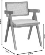 Πολυθρόνα Winslow pakoworld ξύλο rubberwood μαύρο-pvc rattan φυσικό-ύφασμα γκρι - Image 4
