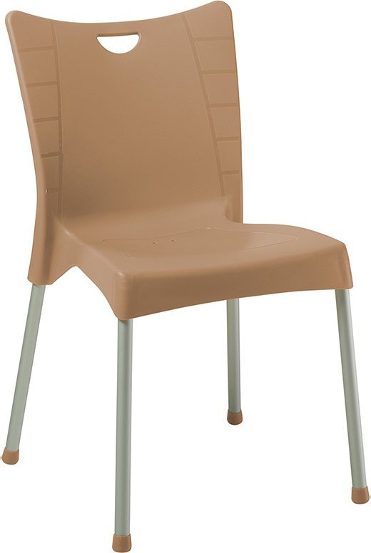 253-000037 Καρέκλα Crafted pakoworld PP cappucino-αλουμίνιο γκρι - Image 1
