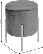 Σκαμπό Creativity pakoworld βελούδο γκρι-χρυσό Φ35x42εκ - Image 4