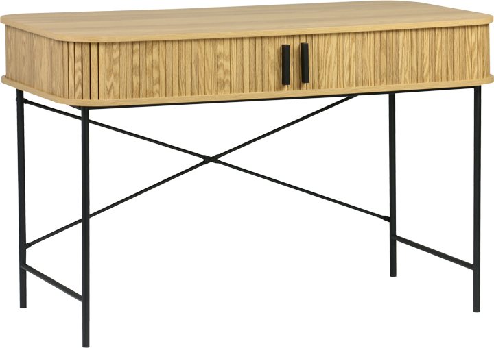 260-000024 Γραφείο εργασίας Scandi pakoworld MDF/Metal σε φυσική απόχρωση με μεταλλικά μαύρα πόδια 120x60x76,5ε - Image 1