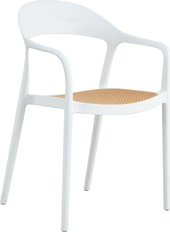262-000005 Πολυθρόνα Ember στοιβαζόμενη pakoworld με UV protection PP μπεζ- λευκό 52.5x56.5x81εκ. - Image 1