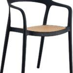 Πολυθρόνα Ember στοιβαζόμενη pakoworld με UV protection PP μπεζ-μαύρο 52.5x56.5x81εκ.