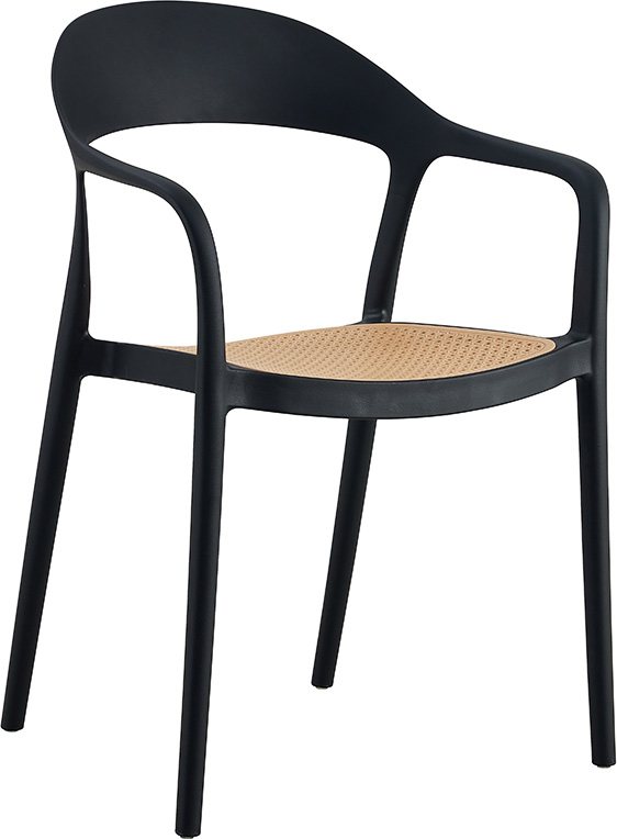 262-000006 Πολυθρόνα Ember στοιβαζόμενη pakoworld με UV protection PP μπεζ-μαύρο 52.5x56.5x81εκ. - Image 1