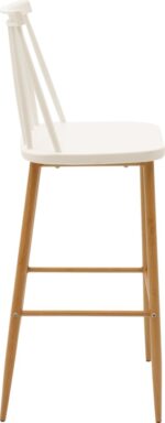 Σκαμπό μπαρ Aurora pakoworld λευκό pp-φυσικό πόδι 42x47x109εκ - Image 3