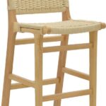 Σκαμπό μπαρ Julien pakoworld rubberwood φυσικό-έδρα φυσικό σχοινί 45x46x95εκ
