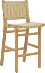 Σκαμπό μπαρ Julien pakoworld rubberwood φυσικό-έδρα φυσικό σχοινί 45x46x95εκ