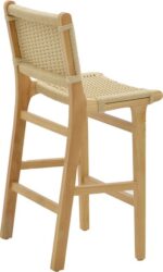 Σκαμπό μπαρ Julien pakoworld rubberwood φυσικό-έδρα φυσικό σχοινί 45x46x95εκ - Image 3