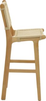 Σκαμπό μπαρ Julien pakoworld rubberwood φυσικό-έδρα φυσικό σχοινί 45x46x95εκ - Image 4