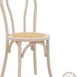 Καρέκλα στοιβαζόμενη Βιέννης Azhel pakoworld white wash ξύλο οξιάς-έδρα φυσικό rattan 41x50x89εκ