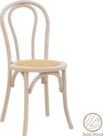 Καρέκλα στοιβαζόμενη Βιέννης Azhel pakoworld white wash ξύλο οξιάς-έδρα φυσικό rattan 41x50x89εκ