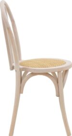 Καρέκλα στοιβαζόμενη Βιέννης Azhel pakoworld white wash ξύλο οξιάς-έδρα φυσικό rattan 41x50x89εκ - Image 3