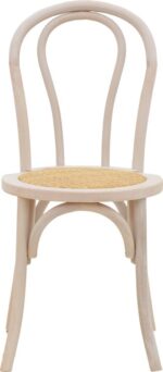 Καρέκλα στοιβαζόμενη Βιέννης Azhel pakoworld white wash ξύλο οξιάς-έδρα φυσικό rattan 41x50x89εκ - Image 4