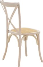 Καρέκλα Dylon pakoworld στοιβαζόμενη white wash ξύλο οξιάς-έδρα φυσικό rattan 48x52x89εκ - Image 2