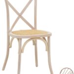 Καρέκλα Dylon pakoworld στοιβαζόμενη white wash ξύλο οξιάς-έδρα φυσικό rattan 48x52x89εκ