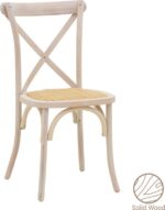 Καρέκλα Dylon pakoworld στοιβαζόμενη white wash ξύλο οξιάς-έδρα φυσικό rattan 48x52x89εκ