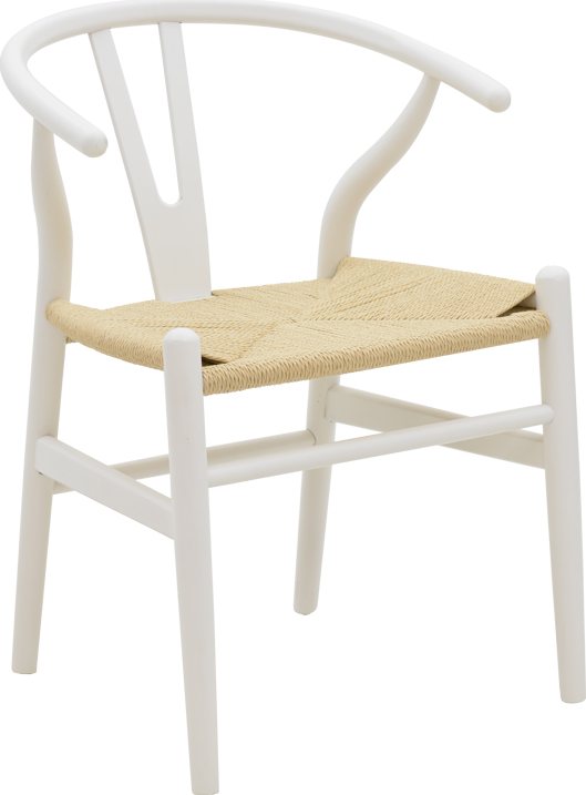 263-000026 Καρέκλα Wishbone pakoworld λευκό ξύλο οξιάς-έδρα με σχοινί σε φυσική απόχρωση 53x55x76εκ - Image 1