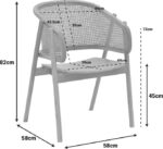 Πολυθρόνα Wenzy pakoworld φυσικό Rattan - μασίφ ξύλο toon 58x58x82εκ - Image 2