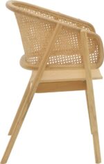 Πολυθρόνα Wenzy pakoworld φυσικό Rattan - μασίφ ξύλο toon 58x58x82εκ - Image 4