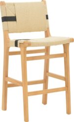 Σκαμπό μπαρ Julien pakoworld rubberwood φυσικό-έδρα φυσικό-μαύρο σχοινί 45x46x95εκ