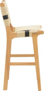 Σκαμπό μπαρ Julien pakoworld rubberwood φυσικό-έδρα φυσικό-μαύρο σχοινί 45x46x95εκ - Image 4