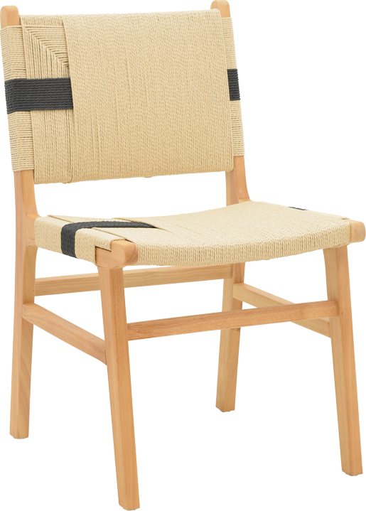 263-000036 Καρέκλα Julien pakoworld rubberwood και επένδυση με σχοινί σε φυσικό-μαύρο χρώμα 61x54x85εκ - Image 1