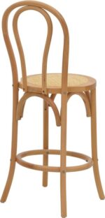 Σκαμπό μπαρ Thonet pakoworld φυσικό ξύλο οξιάς-έδρα φυσικό rattan 41x50x105εκ - Image 2