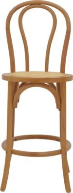 Σκαμπό μπαρ Thonet pakoworld φυσικό ξύλο οξιάς-έδρα φυσικό rattan 41x50x105εκ - Image 4