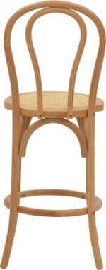 Σκαμπό μπαρ Thonet pakoworld φυσικό ξύλο οξιάς-έδρα φυσικό rattan 41x50x105εκ - Image 5