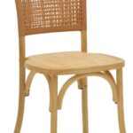 Καρέκλα Karley pakoworld φυσικό ξύλο οξιάς-έδρα φυσικό rattan 48x52x89εκ