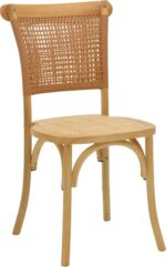 Καρέκλα Karley pakoworld φυσικό ξύλο οξιάς-έδρα φυσικό rattan 48x52x89εκ