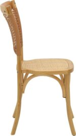 Καρέκλα Karley pakoworld φυσικό ξύλο οξιάς-έδρα φυσικό rattan 48x52x89εκ - Image 3