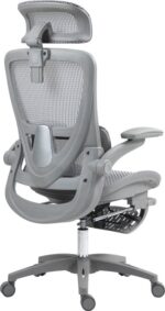 Καρέκλα γραφείου εργασίας Zenyk pakoworld mesh σε grey απόχρωση 63x70x126εκ - Image 3