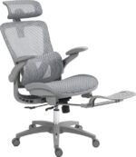Καρέκλα γραφείου εργασίας Zenyk pakoworld mesh σε grey απόχρωση 63x70x126εκ - Image 4
