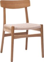 Καρέκλα Safal pakoworld oak δρυς ξύλο-έδρα εκρού σχοινί 51x50x78εκ