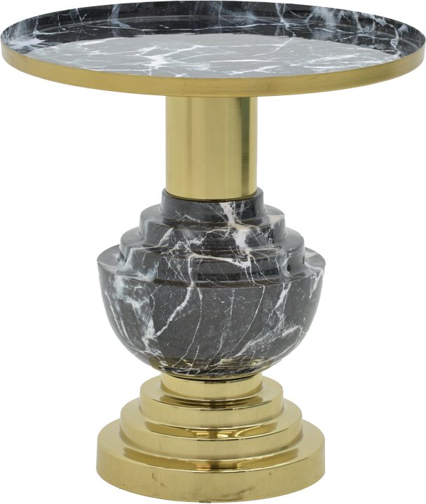 287-000005 Βοηθητικό τραπέζι Cogent Inart pakoworld μαύρο-χρυσό μέταλλο Φ46x50εκ - Image 1