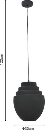 Φωτιστικό οροφής Kelsy Inart E27 μαύρο μέταλλο Φ30x122εκ - Image 5