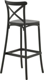 Σκαμπό μπαρ Crossie pakoworld pp μαύρο 44x44x113εκ - Image 2