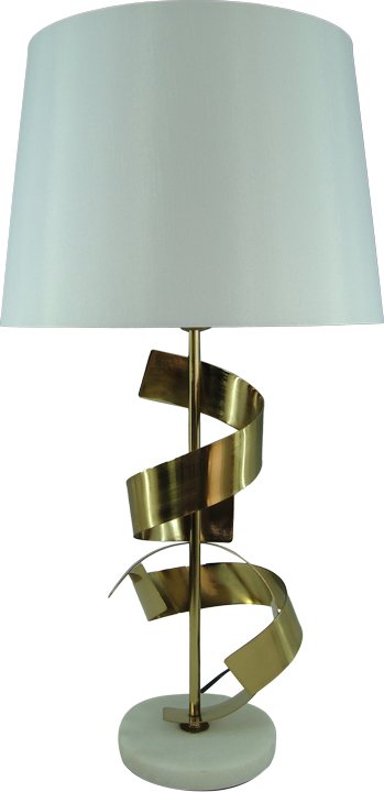 300-000017 Επιτραπέζιο φωτιστικό Lighted Inart Ε27 χρυσό μέταλλο-λευκό ύφασμα Φ35x70εκ - Image 1