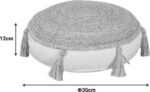 Πουφ Elefon Inart φυσικό-εκρού ύφασμα Φ35x12εκ - Image 5